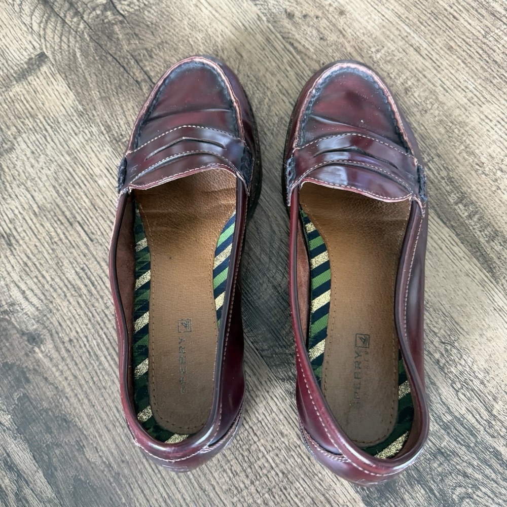 Sperry Women's 8M Burgundy Seaport Penny Leather Loafer Cushioned Classic